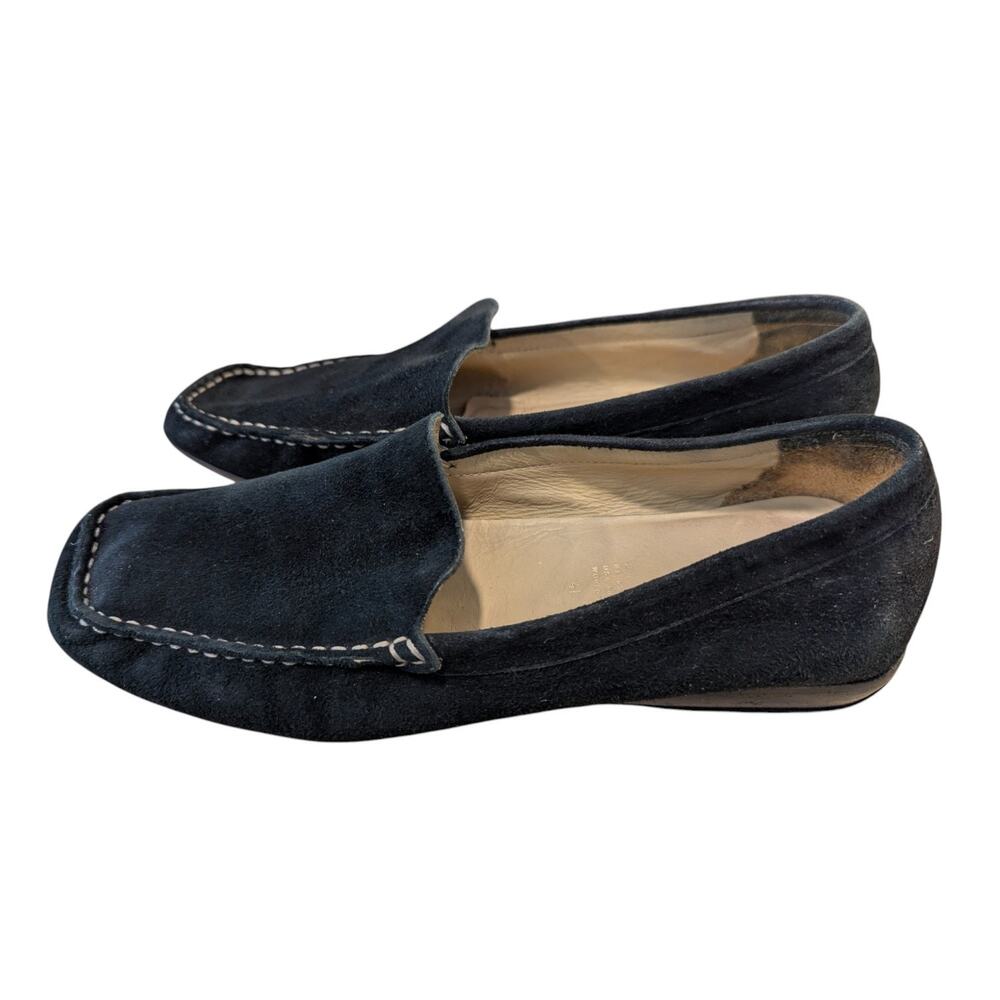 GEOX Respira Black Leather Suede Flat Loafers Driving Shoes Size 41